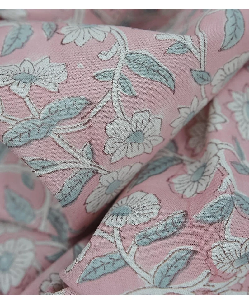 Fabdivine Haridwar Floral Block Print Viscose Linen Curtain