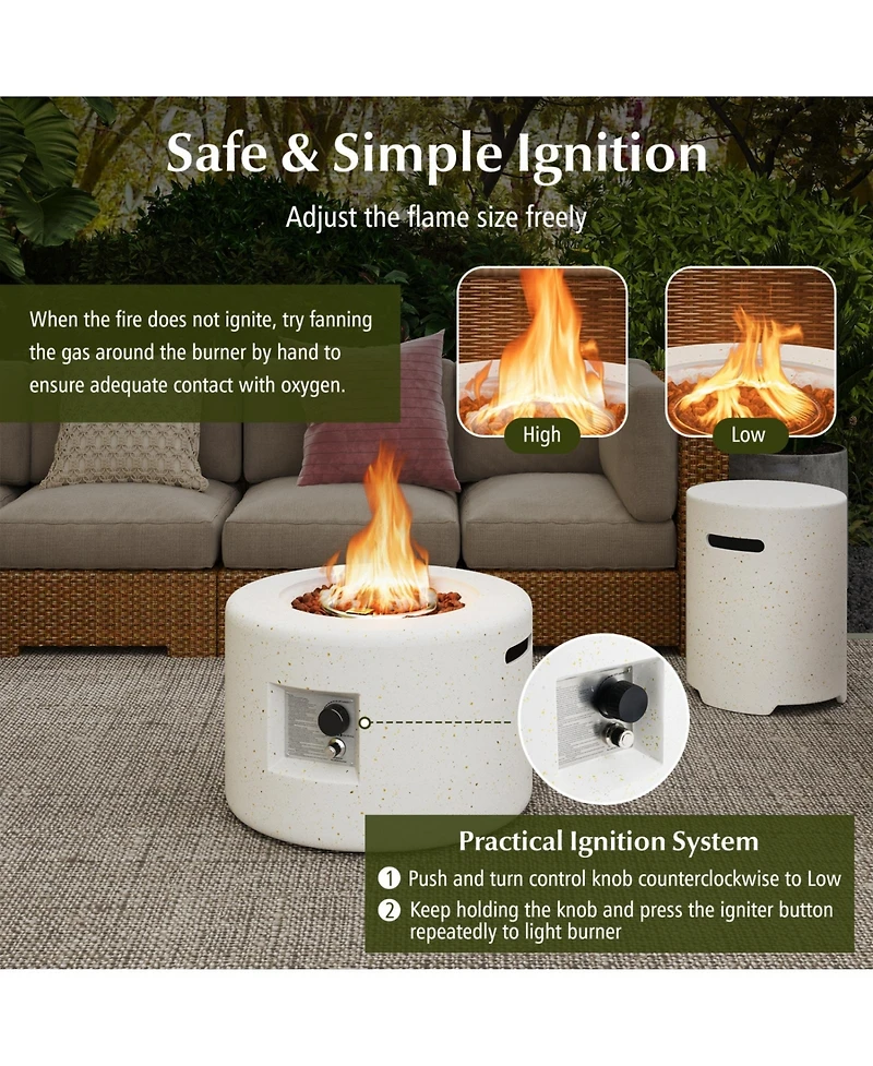 Sugift 40000 Btu Fire Pit Table Set with Hideaway Propane Tank Holder and Lava Rocks