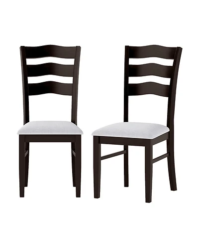 Sugift Farmhouse Dining Chairs Set of 2 with Wave Shaped Hollowed Backrest and Microfiber Velvet Seats