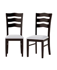 Sugift Farmhouse Dining Chairs Set of 2 with Wave Shaped Hollowed Backrest and Microfiber Velvet Seats