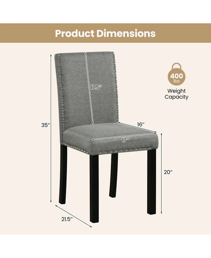 Sugift Dining Chairs Set of 4 with Bent Wood Legs Thick Cushions and Nailhead Trim Accents