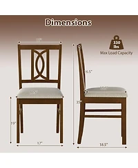 Sugift Farmhouse Dining Room Chairs Set of 2 Hollowed Backrest Design with Faux Linen Cushioned Seats