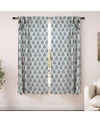 Fabdivine Floral Block Print Linen Curtain Handmade Boho Window Panel