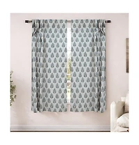 Fabdivine Floral Block Print Linen Curtain Handmade Boho Window Panel