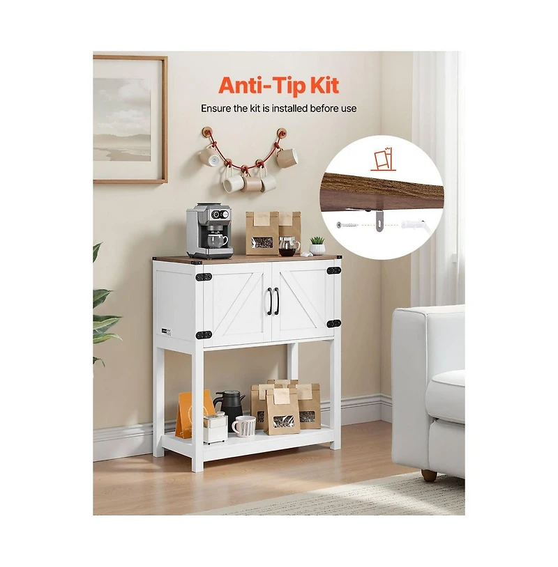 Slickblue Coffee Bar Table with Storage Shelves and Cabinet, Farmhouse Console for Entryway