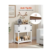 Slickblue Coffee Bar Table with Storage Shelves and Cabinet, Farmhouse Console for Entryway