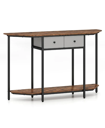 Sugift 51 Inches Console Table with 2 Folding Fabric Drawers and Open Storage Shelf