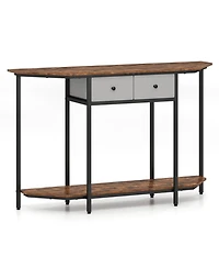 Sugift 51 Inches Console Table with 2 Folding Fabric Drawers and Open Storage Shelf