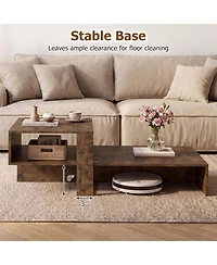 Sugift 2-Tier Modern Coffee Table with Irregular Silhouette and Open Storage Shelf