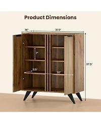 Sugift 4-Tier Freestanding Shoe Storage Cabinet with 2 Doors Hidden Entryway Organizer