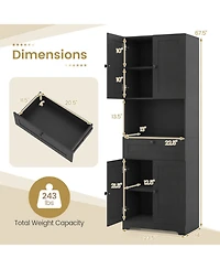 Sugift 67.5 Inch Tall Freestanding Storage Cabinet with 4 Doors Drawer and Adjustable Shelf