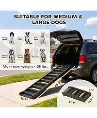 PawHut Dog Stairs for Car Truck Suv, Foldable Ramp Large Medium Small Dogs