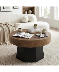 Tribesigns 31.5" Round Coffee Table, Two-Tone, for Small Space