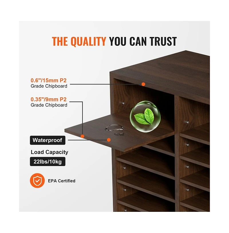 Slickblue Wooden Mail Organizer with Compartments, Literature Sorter for Office, Home and Mailroom