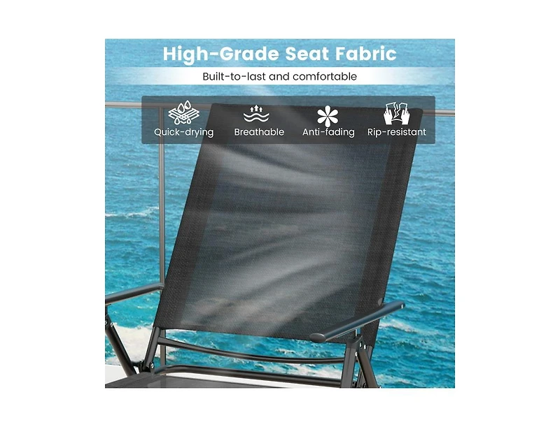Boyel Living 2 Piece Patio Folding Chaise Lounge Chairs Recliner with 6-Level Backrest