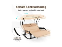 Boyel Living Outdoor 2 Persons Rocking Chaise Lounge with Canopy and Wheels