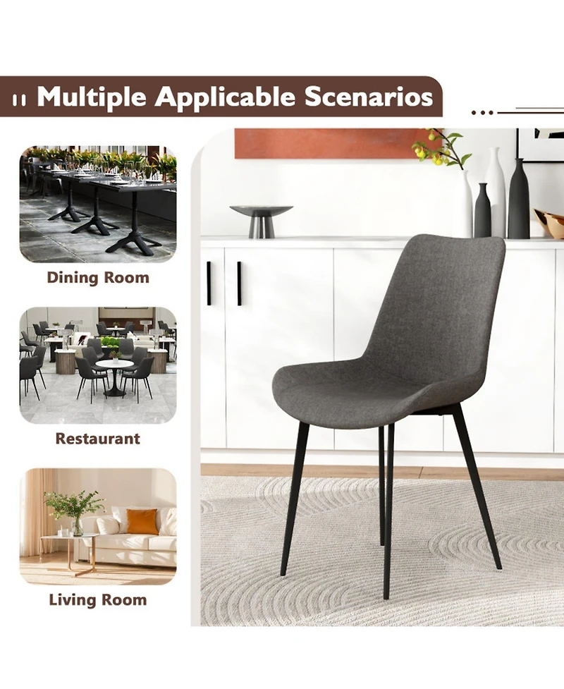 Sugift Set of 4 Upholstered Dining Chairs with Metal Legs and Padded Curved Backs