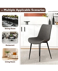Sugift Set of 4 Upholstered Dining Chairs with Metal Legs and Padded Curved Backs