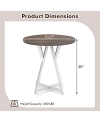 Sugift 36 Inch Round Dining Table with X-Shaped Metal Pedestal Base