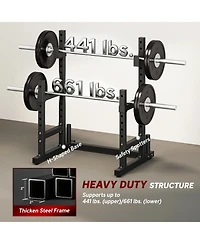 Sevorley Adjustable Squat Rack Stand with Dual Barbell Holders, Safety Spotters, Plate Storage, Heavy-Duty Steel Frame