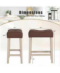 Sugift Set of 4 Upholstered Backless Counter Height Bar Stools with Curved Saddle Seats