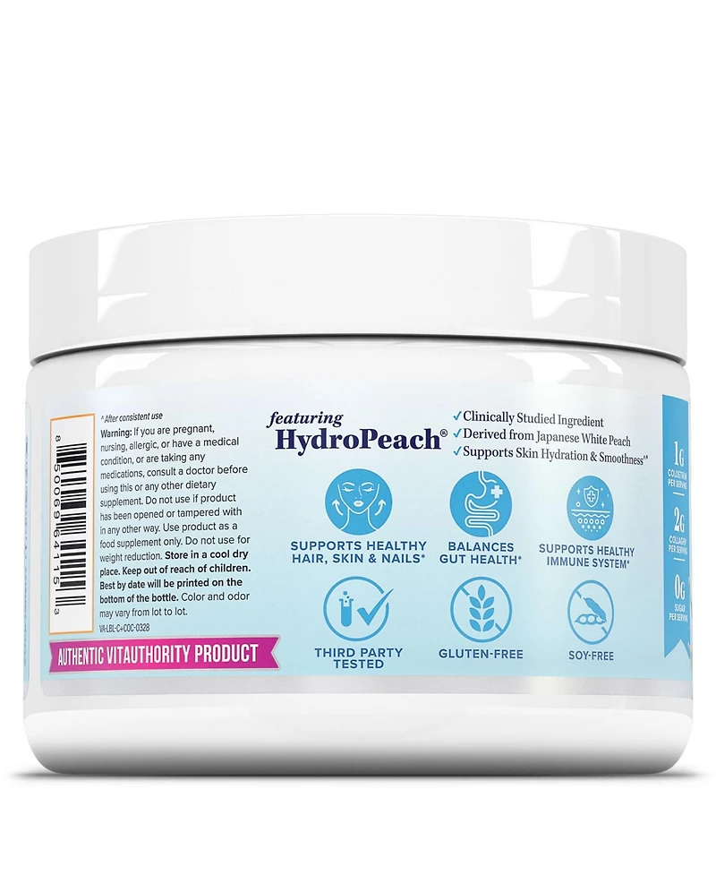 Vitauthority Colostrum Collagen Powder, Hydrolyzed Peptide, HydroPeach, Gut Health, Skin and Immune Support, Orange Cream Flavored, 25 Servings