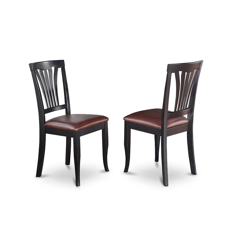East West Furniture NOAV5-blk-lc 5-Pc Dining Room Table Set 4 Wooden Dining Chairs with Slatted Back and a Faux Leather Seat and Mid Century