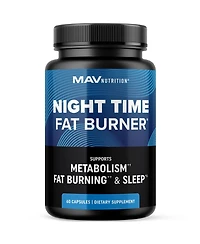 Mav Nutrition Night Time Fat Burner Sleep Aid, Appetite Suppressant and Metabolism Support Melatonin, L Theanine Non Gmo, 60 Capsules