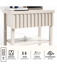 Flynama Fluted Nightstand with Charging Station
