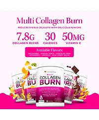 Vitauthority Multi Collagen Burn Supplement Caffeine Free Metabolism Support Collagen Peptides for Skin, Hair and Nails Sour Cherry Melon Flavor
