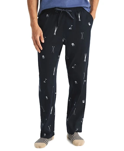 Nautica Men's Cozy Open Bottom Fleece Printed Relaxed-Fit Pajama Pants