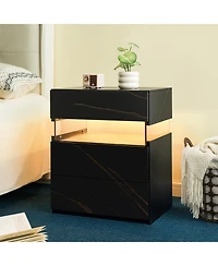 Flynama 3-Drawer Led Nightstand with Acrylic Panel