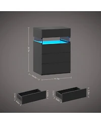Flynama 4-Drawer Led Nightstand with Rgb Lights