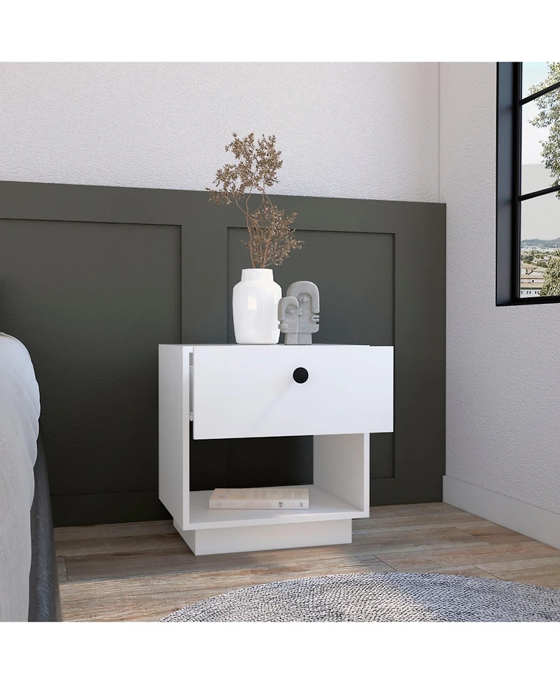 Flynama Single Drawer Nightstand with Large Open Shelf