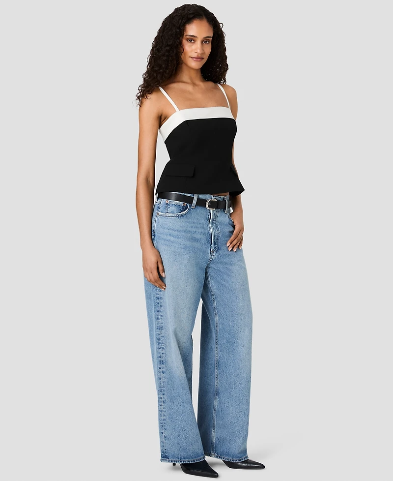 French Connection Women's Azra x Carey Foldover Sleeveless Square-Neck Colorblock Top