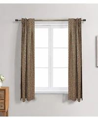 Fabdivine Handcrafted Boho Block Print Two Pleated Pure Linen Curtain