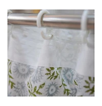 Fabdivine Bohemian Floral Handmade Linen Curtain Nature Block Print Window Panel Rajat