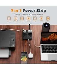 Tessan 7-in-1 Power Strip, 4 Ac Outlets + 3 Usb Ports, 20W Usb-c, 1050J Surge Protection, 6 ft Cord for Home and Office