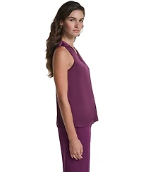 Karl Lagerfeld Paris Women's Sleeveless V-Neck Woven Blouse