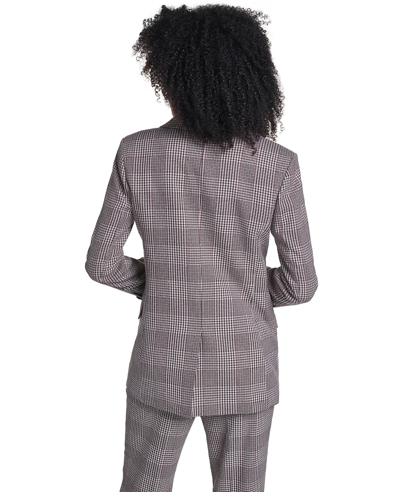 Karl Lagerfeld Paris Women's Woven Plaid Double-Breasted Jacket