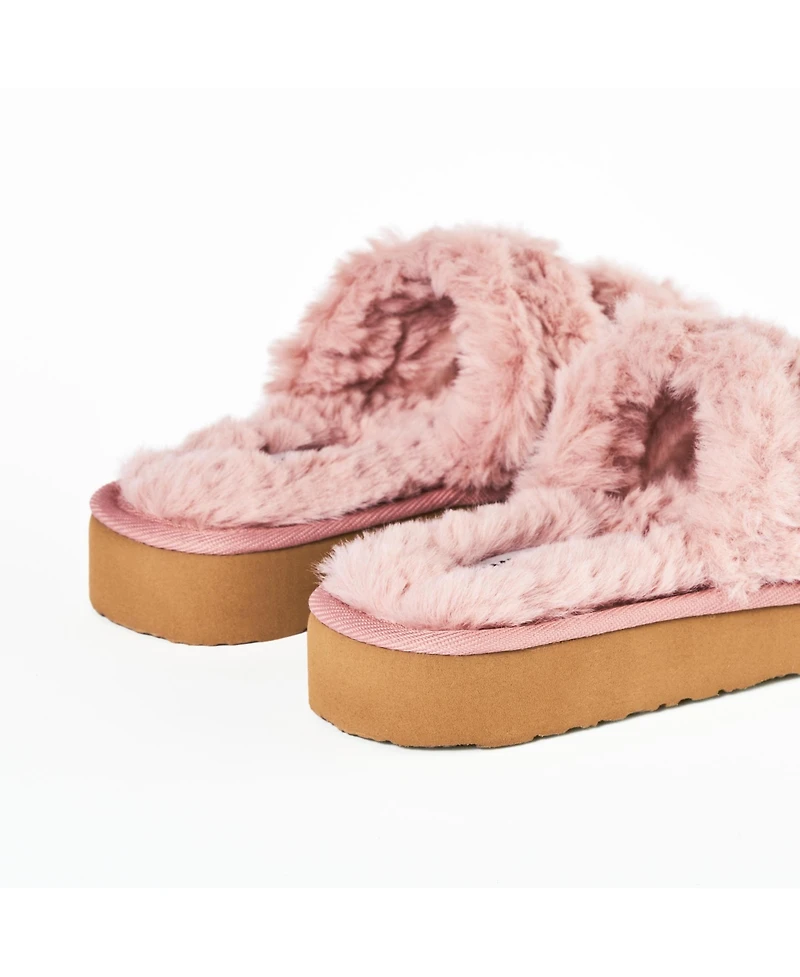 Minnetonka Women's Teddy Two Band Faux Fur Slippers