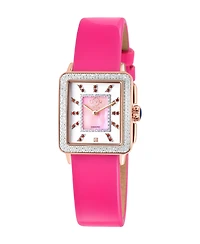 GV2 by Gevril Women's Padova Gemstone Swiss Quartz magenta Italian Leather Strap Diamond Watch