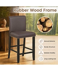 Gymax 2piece Upholstered Bar Stool 25.5'' Counter Height Pvc Leather Accent Bar Chairs