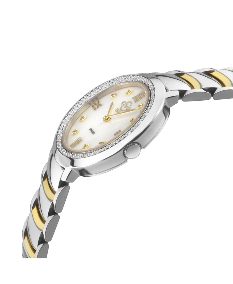 GV2 by Gevril Women's Amalfi Swiss Quartz Two tone Ipyg/Ss Stainless Steel Bracelet Diamond Watch