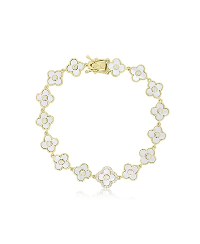 The Lovery Mother of Pearl Cz Clover Bracelet 14K Gold-Plated Sterling Silver