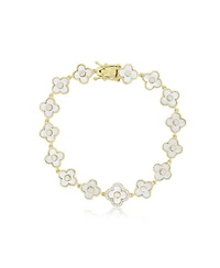 The Lovery Mother of Pearl Cz Clover Bracelet 14K Gold-Plated Sterling Silver