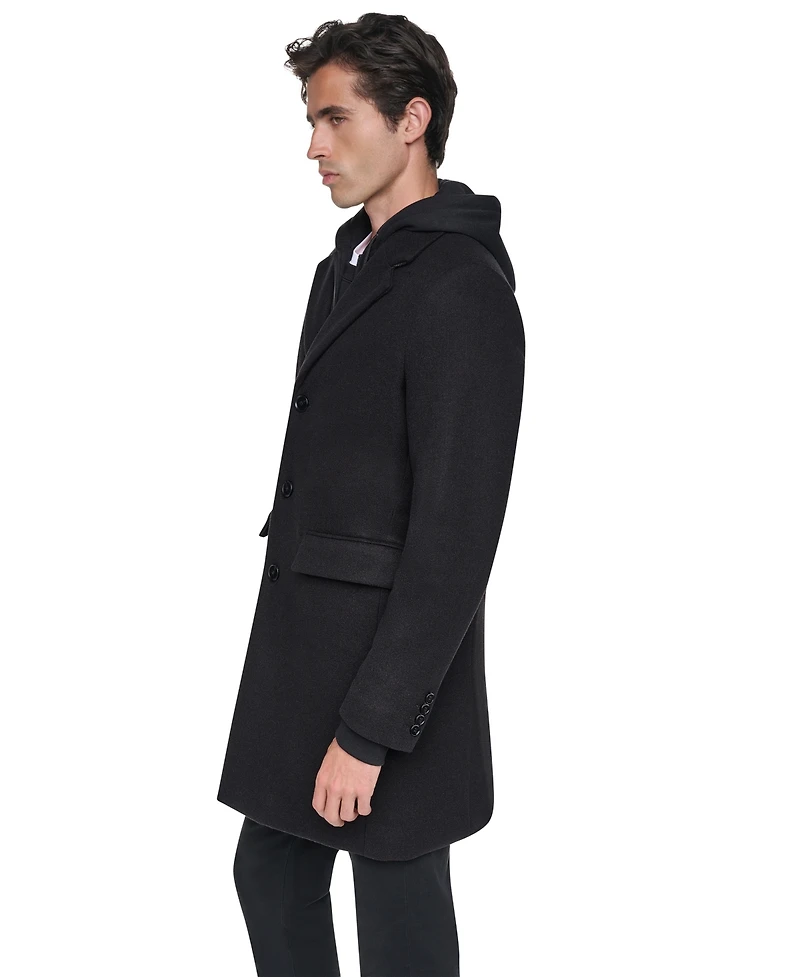 Dkny Men's Topcoat with Hood Jacket
