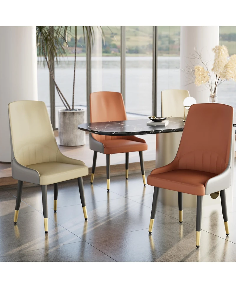 Unho Set Of 2 Upholstered Leather Dining Chairs with Backrest