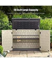 Gymax 20 Cu.Ft Large Outdoor Storage Cabinet w/ Adjustable Shelf and Lockable Doors