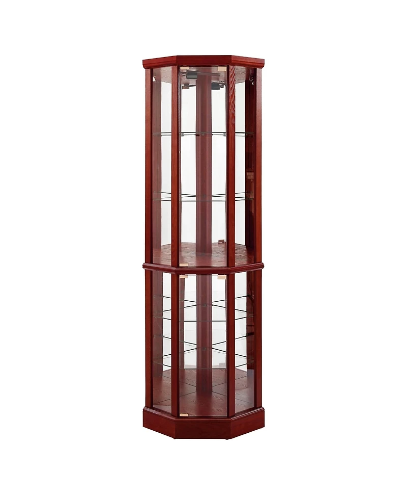 Clihome 6-Shelf Lighted Corner Curio Cabinet with Mirrored Back and Adjustable Glass Shelves